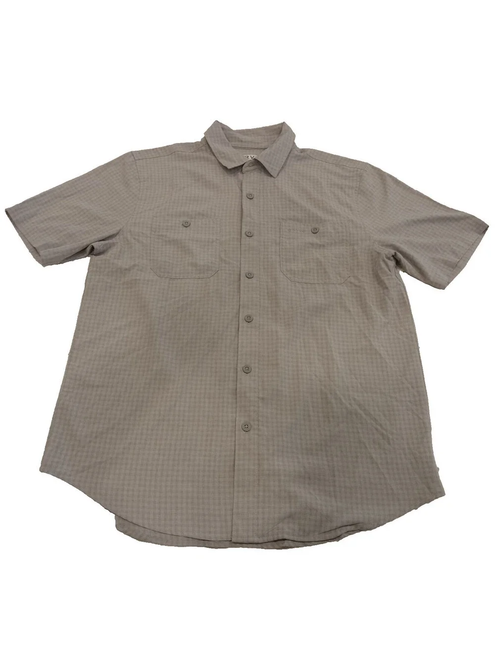 Orvis Shirt Mens Medium Gray Micro Plaid Short Sleeve Button Down Stretch M
